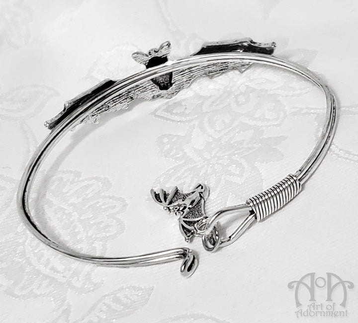 Argenta Gothic Vampire Bat Charm Bangle Bracelet
