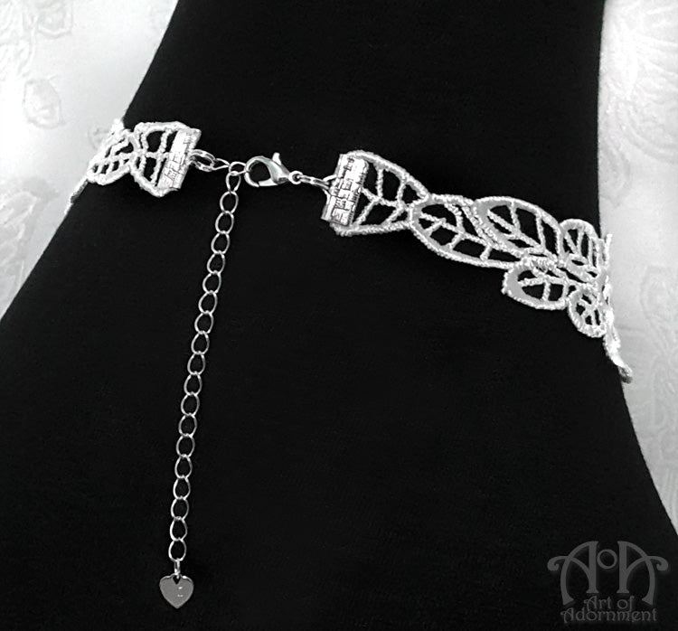 Snow Queen Victorian White Lace Crystal Choker Necklace