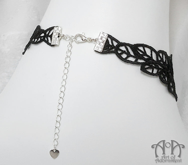 Nocturne Gothic Black Lace Crystal Choker Necklace