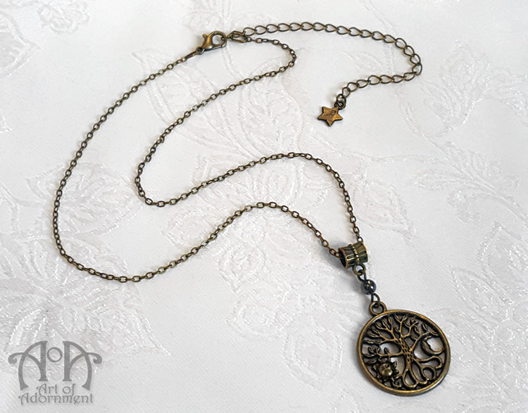 Patina Pagan Cosmic Tree Bronze Pendant Necklace
