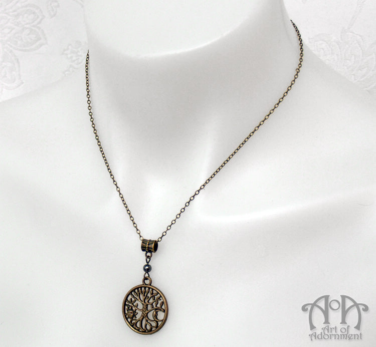 Patina Pagan Cosmic Tree Bronze Pendant Necklace