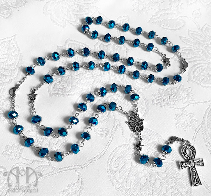 Mystic Blue Moon Celestial Crystal Necklace & Earrings Set