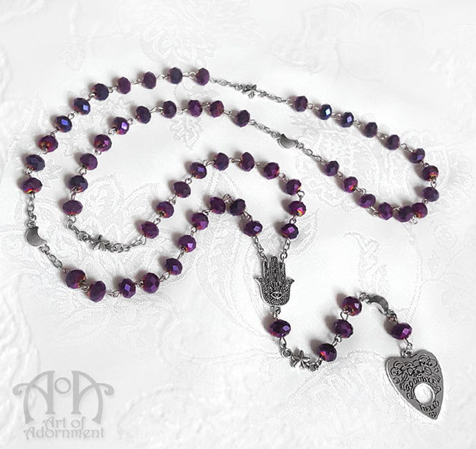 Mystic Ouija Celestial Purple Crystal Pendant Necklace