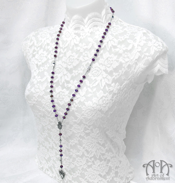 Mystic Ouija Celestial Purple Crystal Pendant Necklace