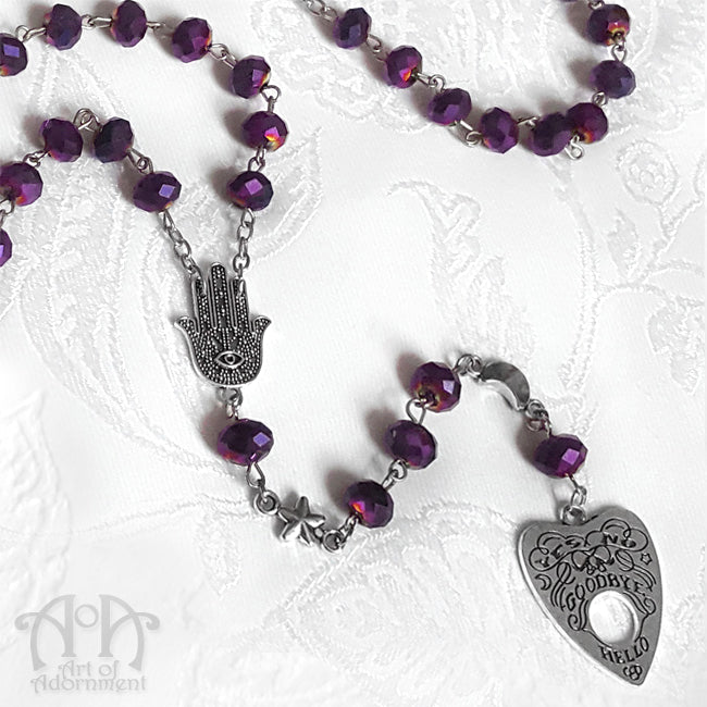 Mystic Ouija Celestial Purple Crystal Pendant Necklace