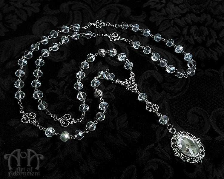 Argenta Long Art Nouveau Crystal Pendant Necklace