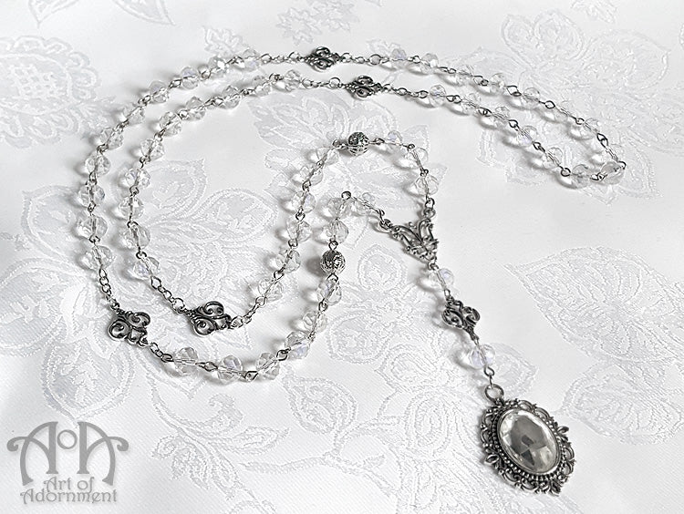 Argenta Long Art Nouveau Crystal Pendant Necklace