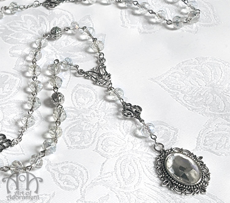 Argenta Long Art Nouveau Crystal Pendant Necklace