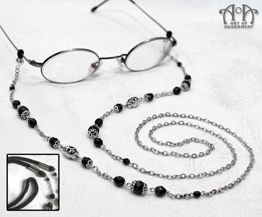 Nocturne Gothic Skull Beaded Eyeglasses Holder Chain