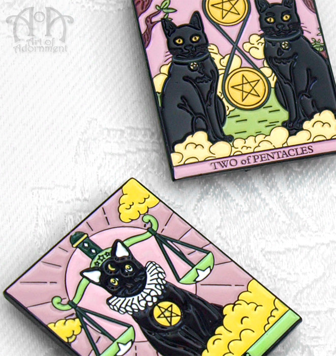 Gothic Black Cat Mini Tarot Card Fridge Magnets 3pc Set