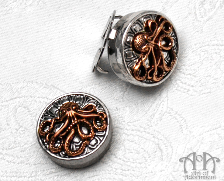 Patina Steampunk Kraken Cuff Button Covers