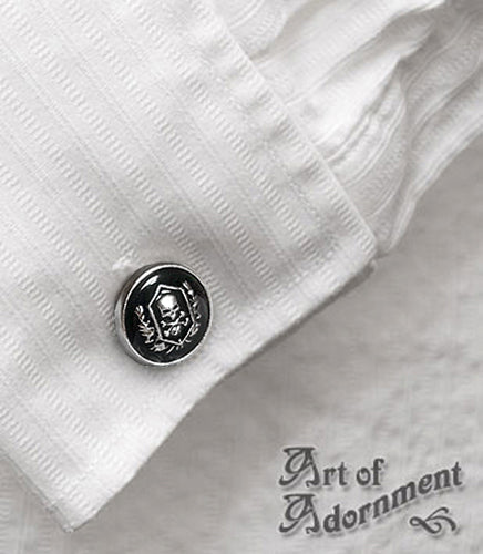 Nocturne Gothic Black Skull & Crossbones Crest Cufflinks