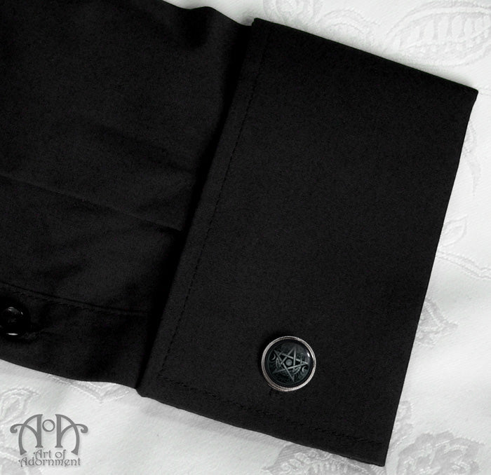 Druid's Sigil Black Lunar Pentagram Cufflinks
