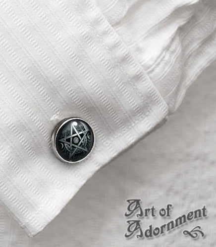 Druid's Sigil Black Lunar Pentagram Cufflinks
