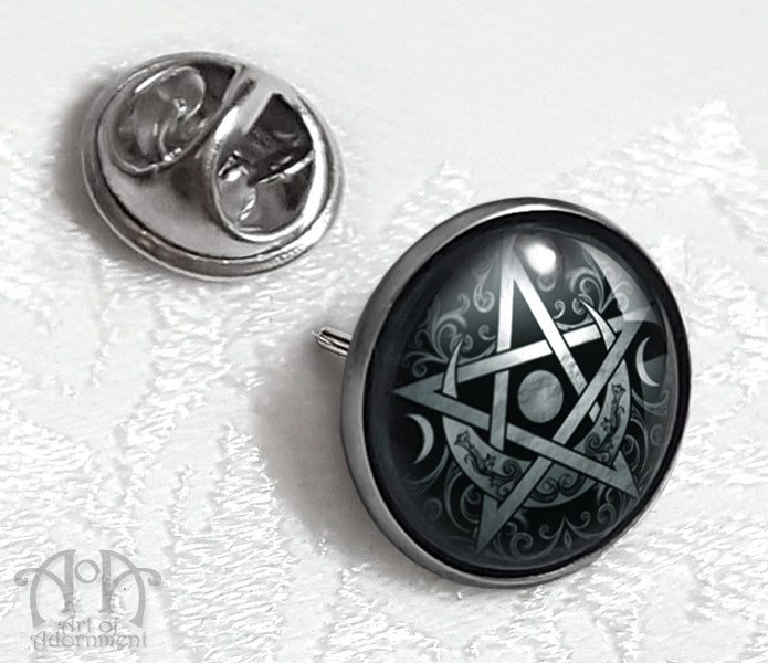 Druid's Sigil Black Lunar Pentagram Tie Tack Pin