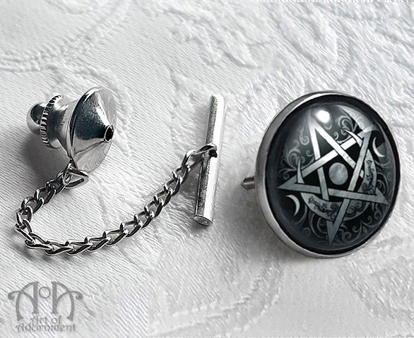 Druid's Sigil Black Lunar Pentagram Tie Tack Pin