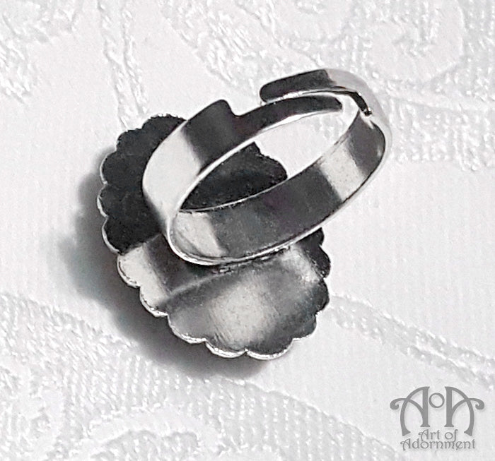 Nocturne Gothic Oval Crystal Unisex Adjustable Ring