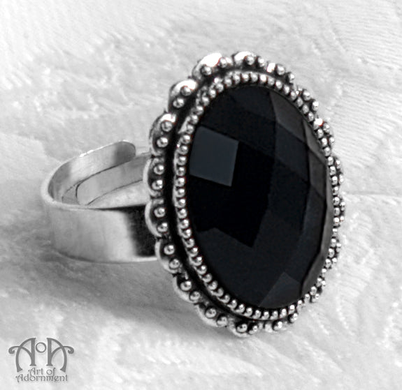 Victorian Gothic Oval Crystal Unisex Adjustable Ring