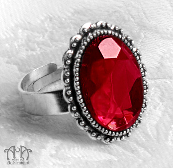 Victorian Gothic Oval Crystal Unisex Adjustable Ring