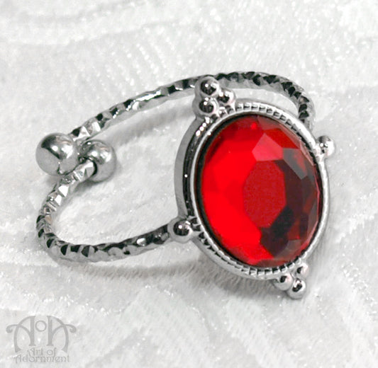 Sanguinari Victorian Red Crystal Adjustable Ring