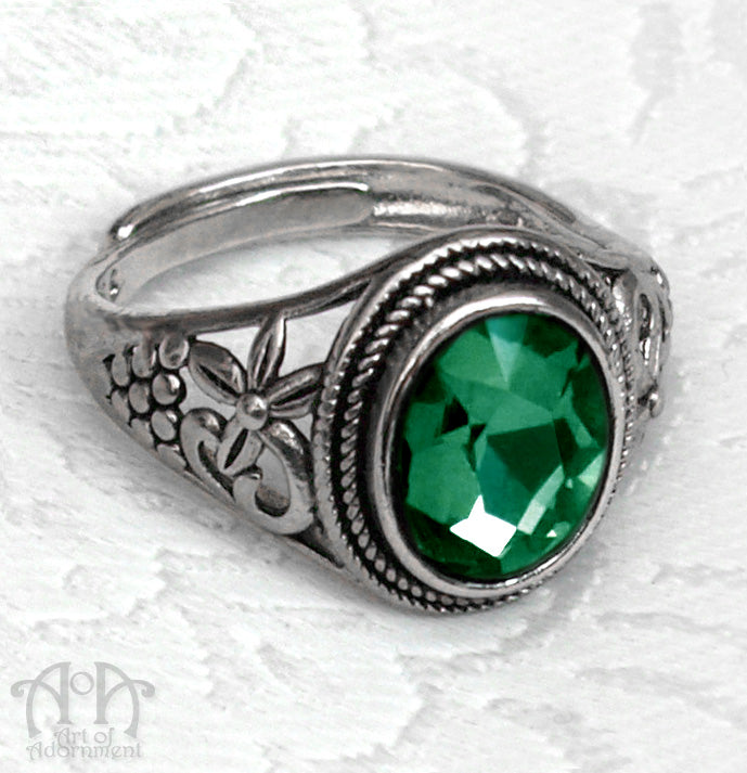 Midnight Garden Gothic Crystal Adjustable Filigree Ring