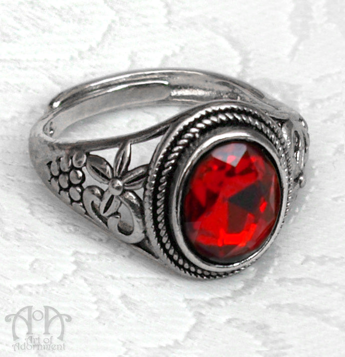 Midnight Garden Gothic Crystal Adjustable Filigree Ring