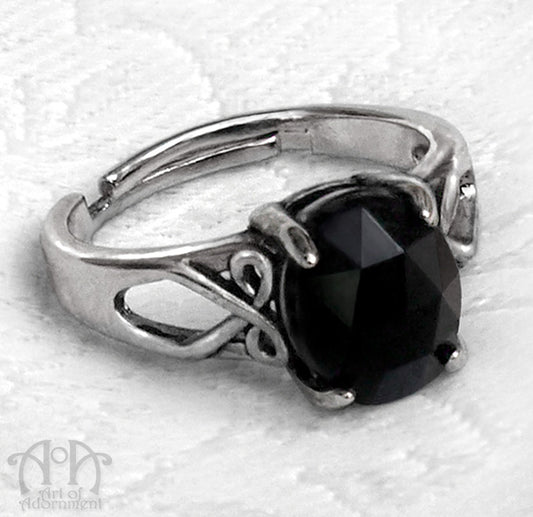 Eternal Night Victorian Black Crystal Adjustable Ring