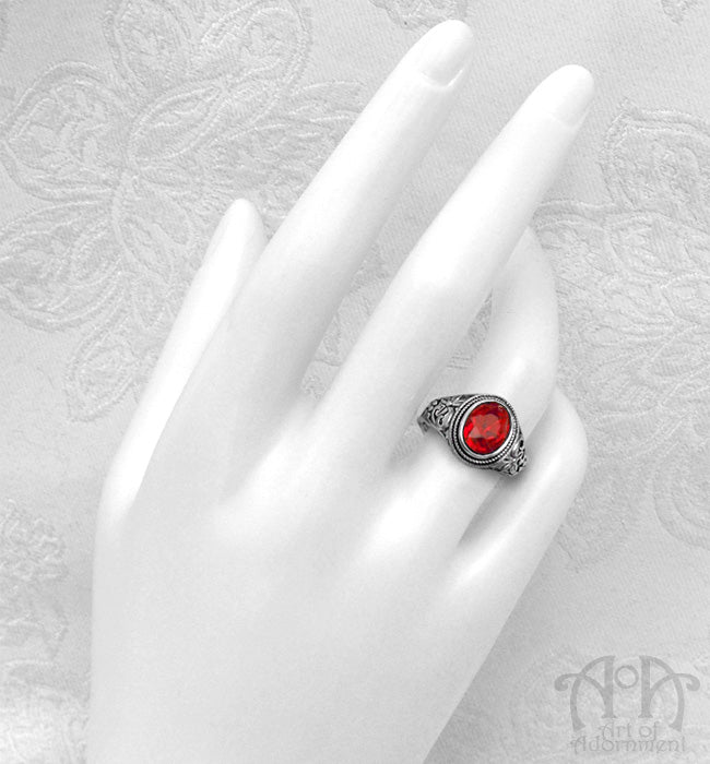 Midnight Garden Gothic Crystal Adjustable Filigree Ring