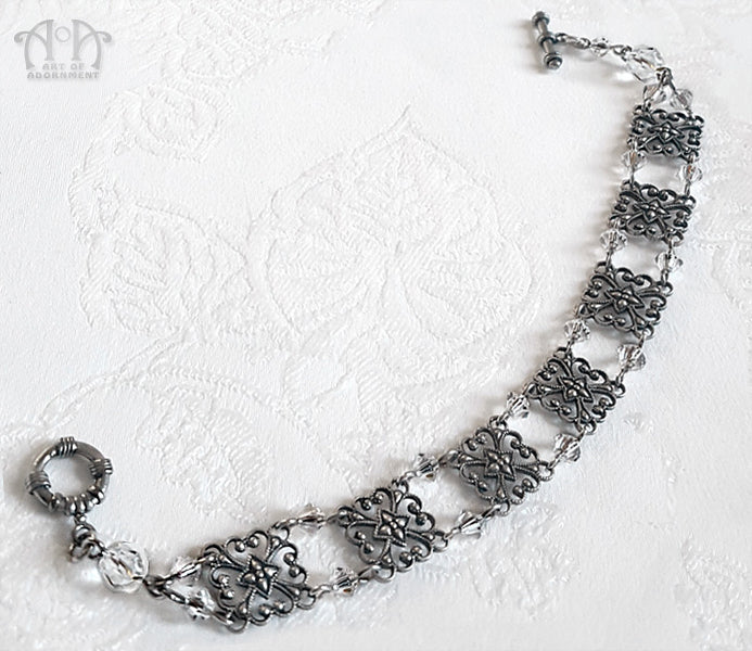 Argenta Clear Crystal Victorian Filigree Bracelet