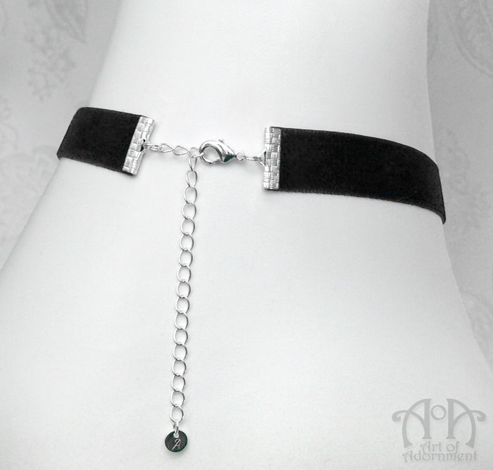 Purple Lady Skull Cameo Black Velvet Pendant Choker Necklace