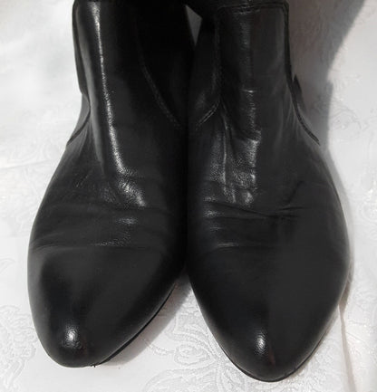 Nine West Vintage 1980's Black Leather Slouch Boots