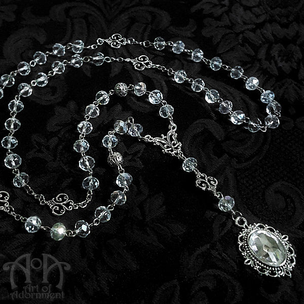Argenta Long Art Nouveau Crystal Pendant Necklace