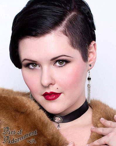 Nocturne Black 1920's Flapper Chain Tassel Earrings