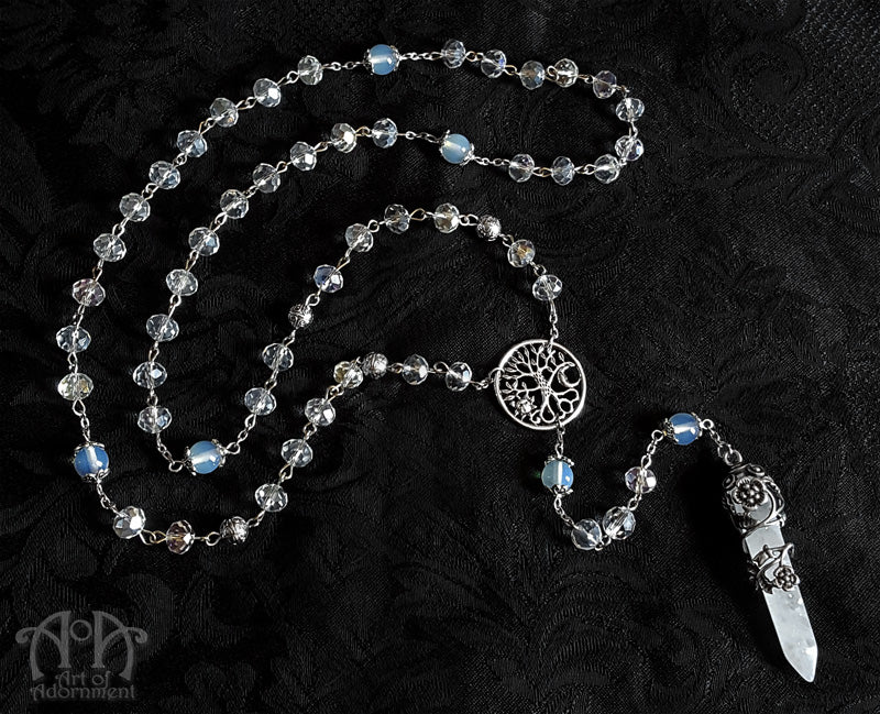 Cosmic Tree Opal & Rock Crystal Rosary Necklace