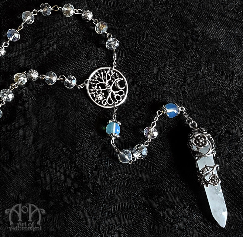 Cosmic Tree Opal & Rock Crystal Rosary Necklace