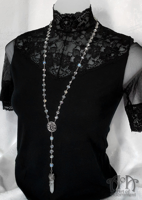 Cosmic Tree Opal & Rock Crystal Rosary Necklace