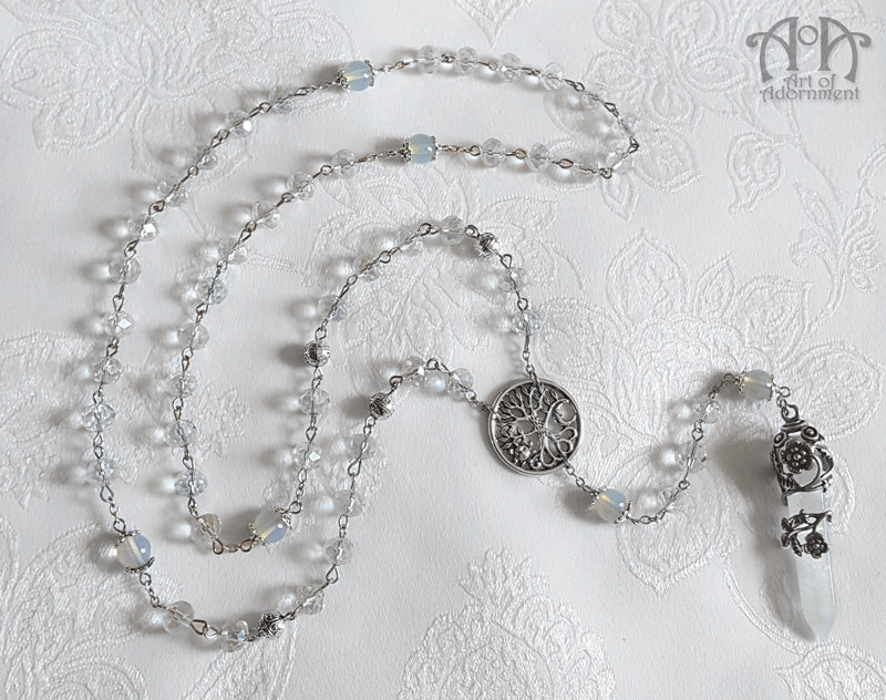 Cosmic Tree Opal & Rock Crystal Rosary Necklace