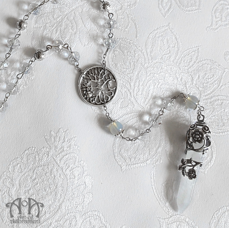 Cosmic Tree Opal & Rock Crystal Rosary Necklace