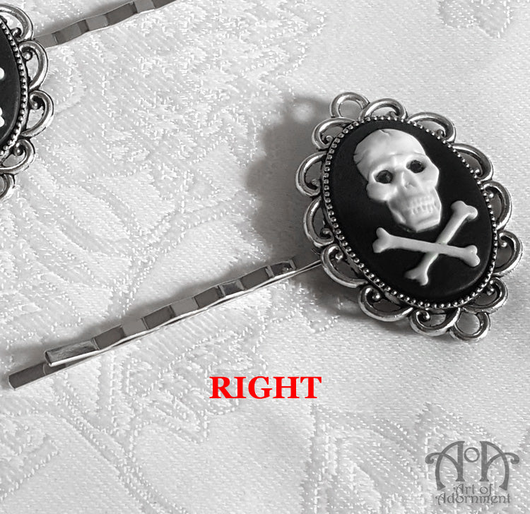 Luminosa Gothic Skull Cameo Slide Hair Pin Clip