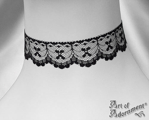 Custom Size Black Scallop Lace Choker Necklace