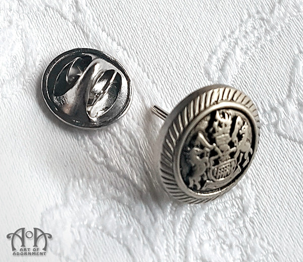 Patina Steampunk Military Crest Tie Tack Pin