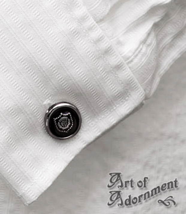 Nocturne Gothic Black Thistle Crest Cufflinks