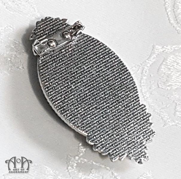 Ghostly Victorian Lady Cameo Rhinestone Brooch