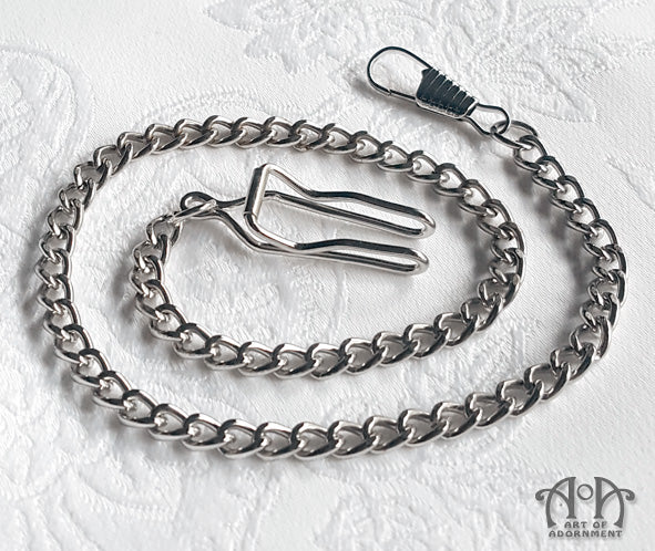 Victorian Antique Silver Tone Pocket Watch Chain