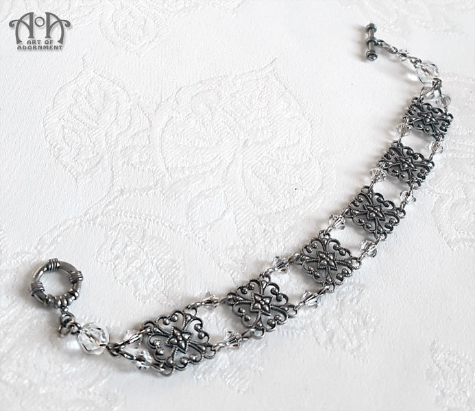 Argenta Clear Crystal Victorian Filigree Bracelet
