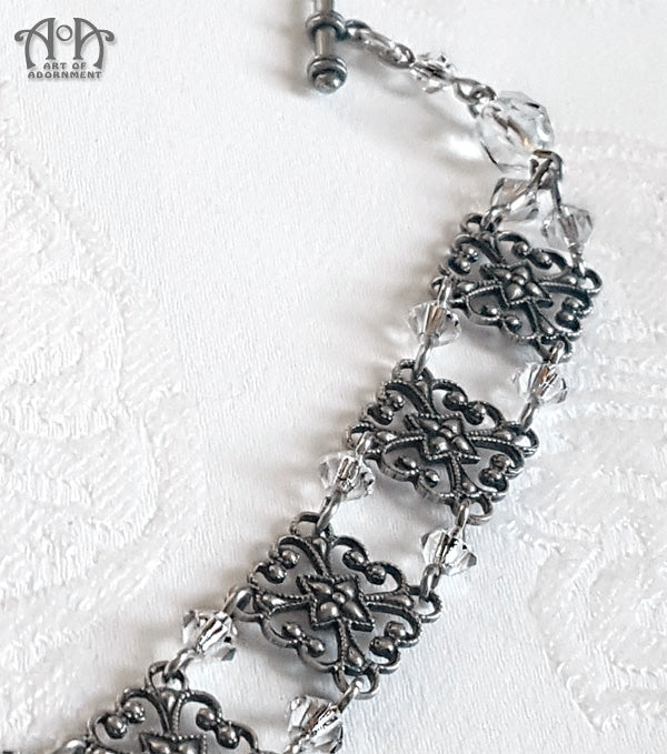 Argenta Clear Crystal Victorian Filigree Bracelet