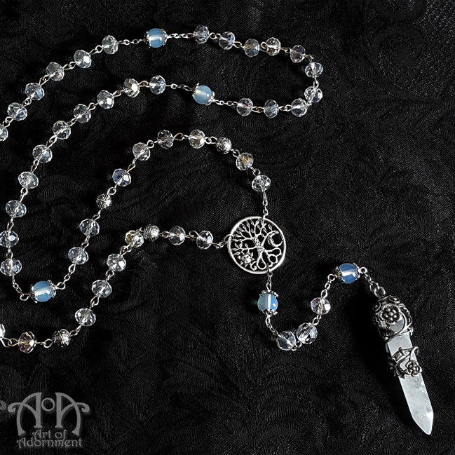 Cosmic Tree Opal & Rock Crystal Rosary Necklace