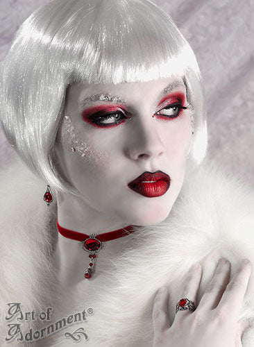 Sanguinari Red Crystal Victorian Art Nouveau Earrings