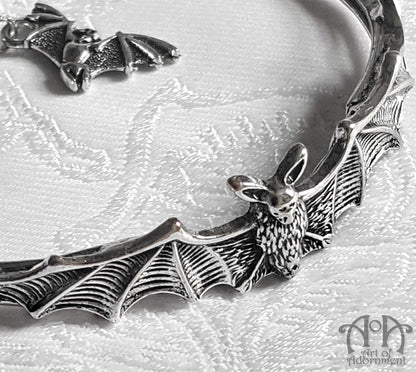 Argenta Gothic Vampire Bat Charm Bangle Bracelet
