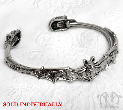 Argenta Gothic Bat & Skulls Bangle Bracelet